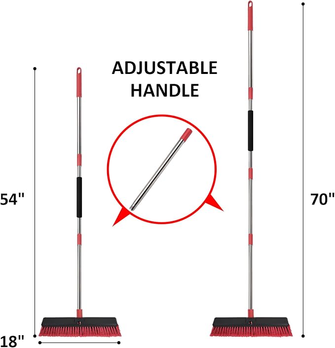 18” Push Broom with 70” Adjustable Handle - Image 2