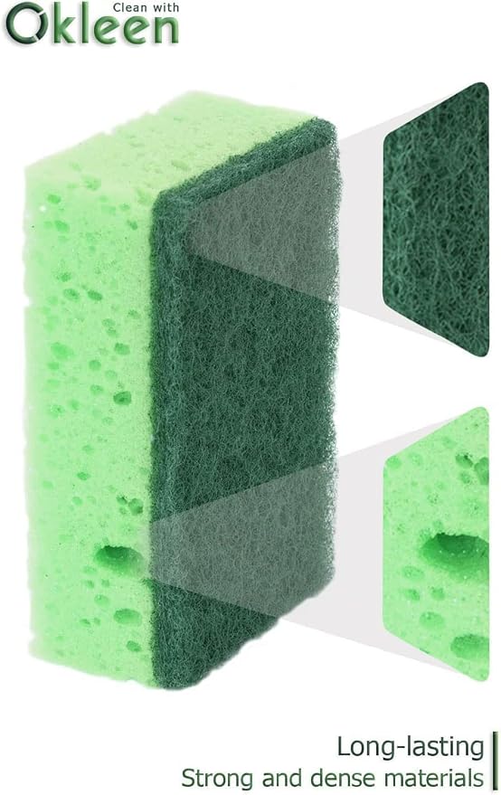 Green Multi Use Scrub Sponge. Made in Europe. 9 Pack, 4.3x2.8x1.4 inches. - Image 5