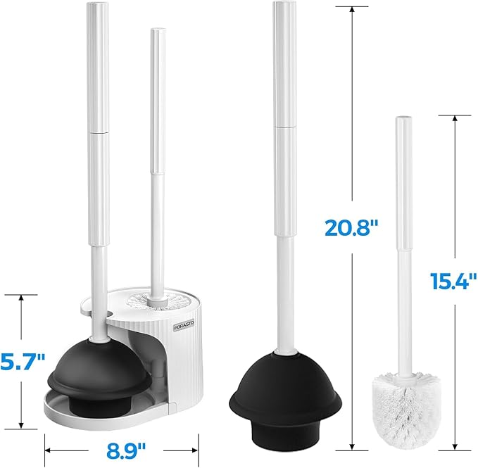 3Pack 2 in 1 Toilet Brush and Plunger Set, Extended Handle Plunger, Toilet Bowl - Image 6