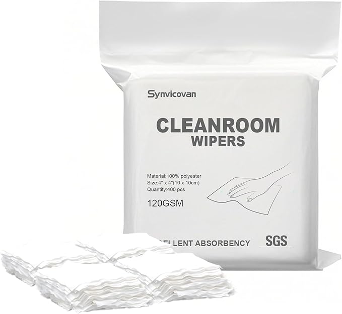 Cleanroom Wipers 4"x4" Double Knit 100% Lint Free Cloths by Synvicovan