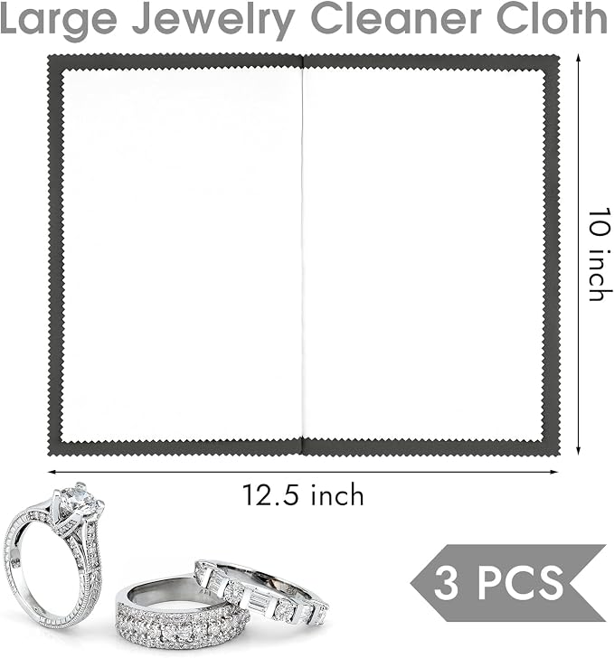 3 Pcs Silver Polishing Cloth, Large 10" X 12.5" Jewelry Cleaner Cloth, Soft - Image 2