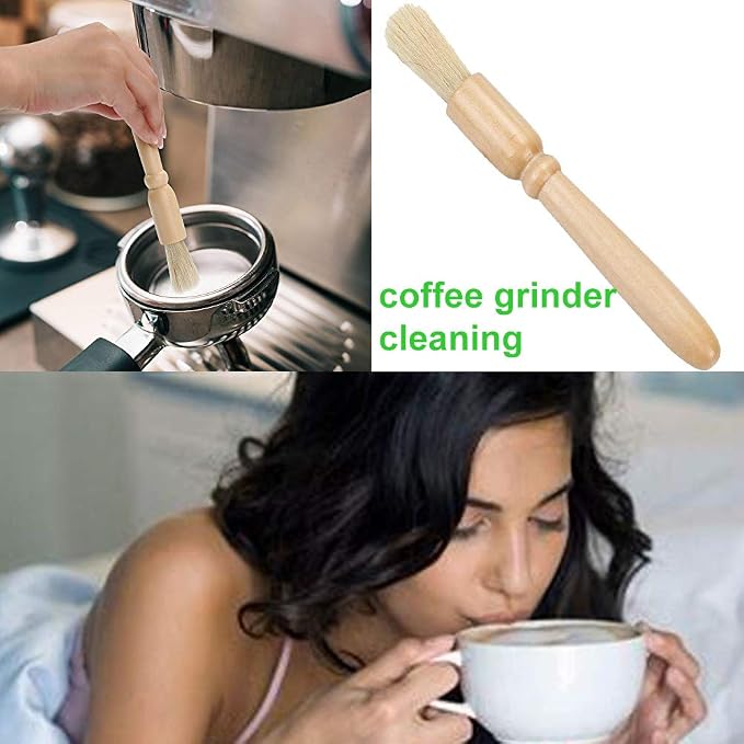 Coffee Grinder Cleaning Brush + Coffee Brush Wood Handle & Natural Bristles - Image 4