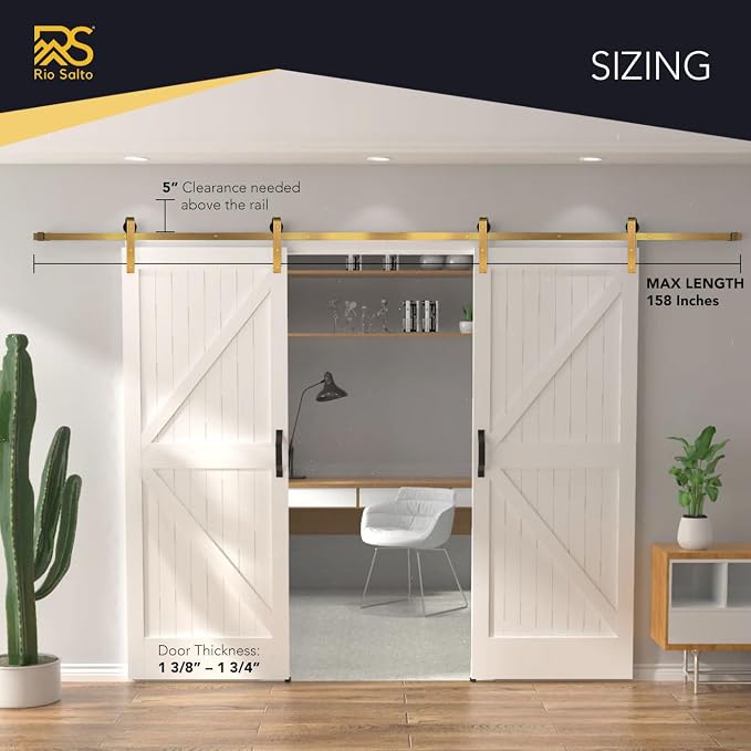 Rio Salto Gold Barn Door Hardware Kit Adjustable Length Sliding Hardware Modern - Image 2
