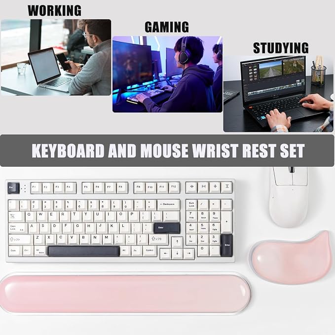 Gel Keyboard and Mouse Wrist Rest Set –Pink Clear Wrist Rest - Image 7