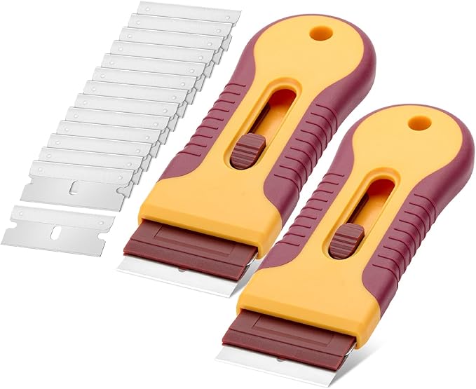 Bates- Razor Blade Scraper Tool, 2 Pack, 30 Extra Steel Blades, Anti-Slip by BatesChoice