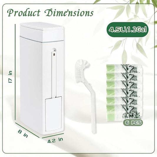 Bathroom Trash Can with Toilet, Slim Bathroom Trash Can, Toilet Brush and - Image 2