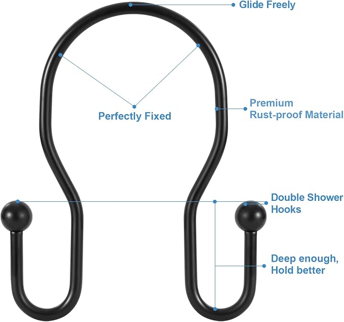 24 Pack Double Shower Curtain Hooks Rings, TENOVEL Double Sided Shower Curtain - Image 7