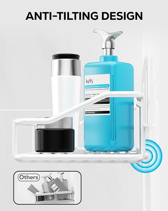 Nieifi Shower Caddy Shelf with Hooks Storage Rack Organizer Adhesive Stainless - Image 4