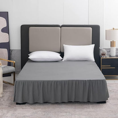 TSUTOMI Bed Skirt Twin Size Ruffled Bed Skirt with Split Corners, 18 Inch Drop Dust Ruffle Bed Skirts with Platform, Gathered Style, 100% Microfiber, Grey
