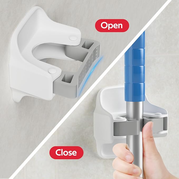 reliahom 3 Pack Broom Holder Wall Mount Mop Grippers No Drilling Self Adhesive - Image 2