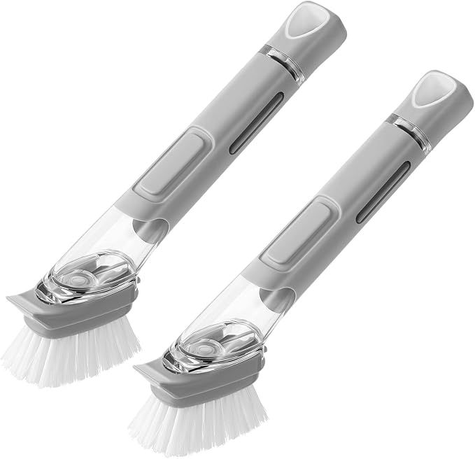 SUBEKYU Dish Brushes with Soap Dispenser, Kitchen Dish Scrubber Brushes with by SUBEKYU