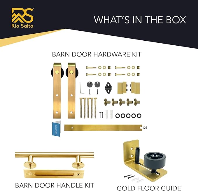 Rio Salto Gold Barn Door Hardware Kit Sliding Door Hardware Modern Barn - Image 4