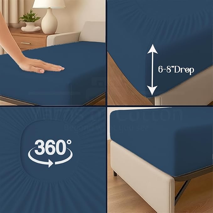 Sleeper Sofa 4 Piece Bed Sheet Set Premium Quality 100% Cotton 500 Thread Count, Smooth & Super Soft Sateen Weave, Extra Soft Bed Sheets, Wrinkle Free, 4 Inch Deep Pocket (Full, Medium)