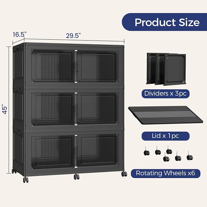 120GAL Storage Bins with Lid and Wheels, Stackable Closet Organizers and - Image 2