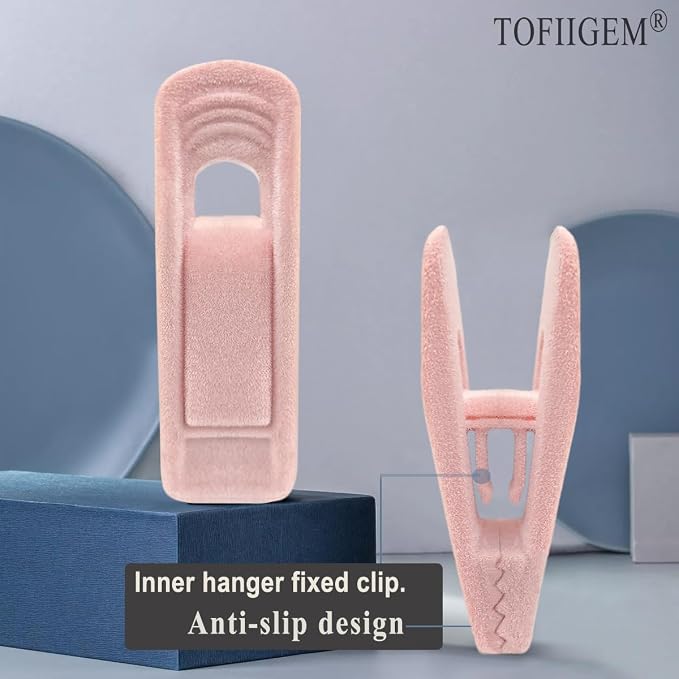 Light Pink Velvet Hangers Clips 20 PCS, Non-Slip Velvet Clip - Image 5
