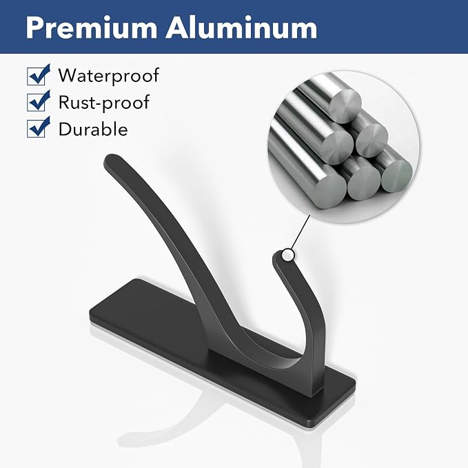 Self Adhesive Coat Hooks for Hanging, Heavy Duty Stainless Double Wall Hook for - Image 7