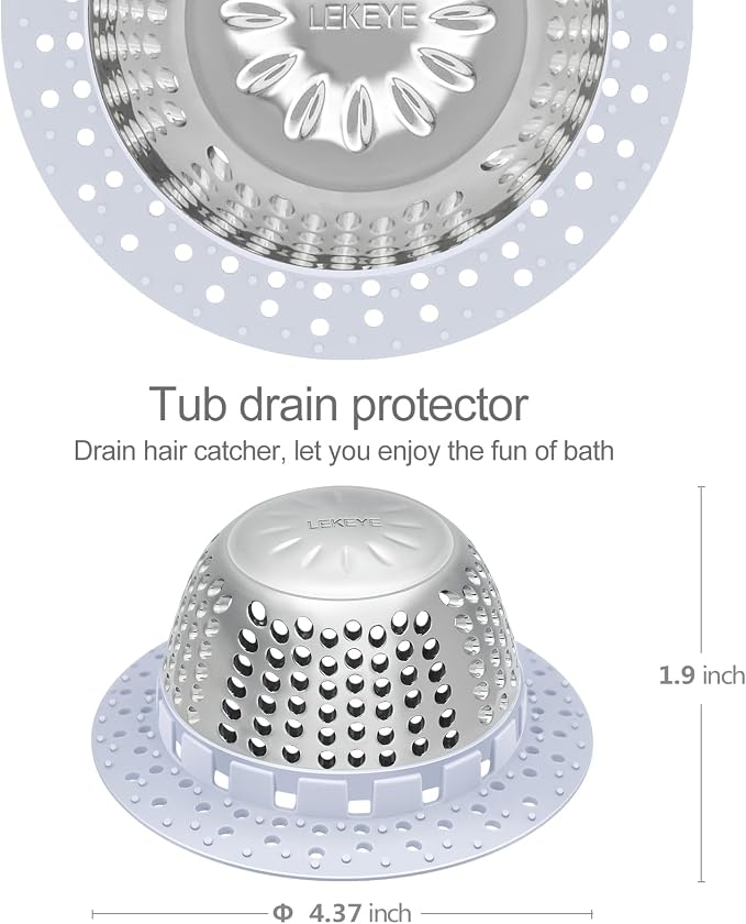 LEKEYE Shower Drain Hair Catcher/Bathtub Drain Cover/Drain Protector - Image 3
