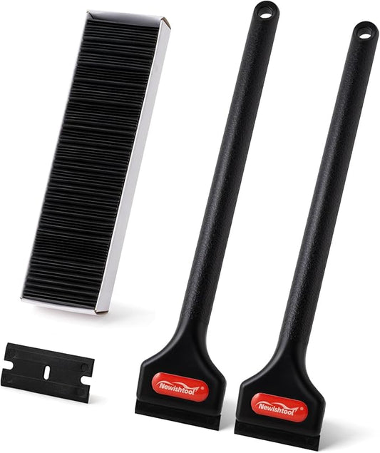 NEWISHTOOL 2 Pcs Long Handle Plastic Razor Blade Scraper by NEWISHTOOL