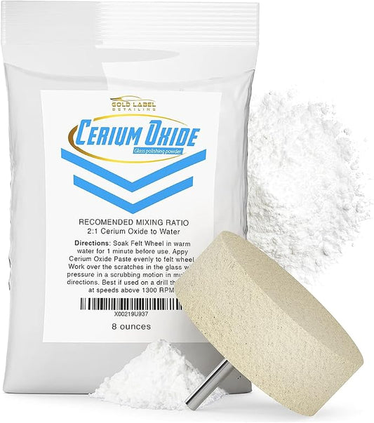 Optical Grade Cerium Oxide 8oz Glass Repair Powder | Glass Window and by Gold+Label+Detailing