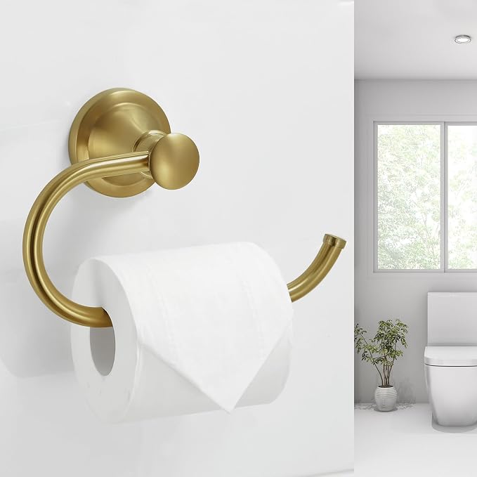 BESy Brushed Gold Toilet Tissue Paper Holder Brushed Gold Bathroom Accessories - Image 5