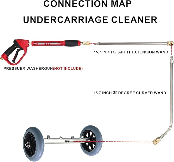 Hourleey Pressure Washer Undercarriage Cleaner, 16 Inch Power Washer Surface - Image 2