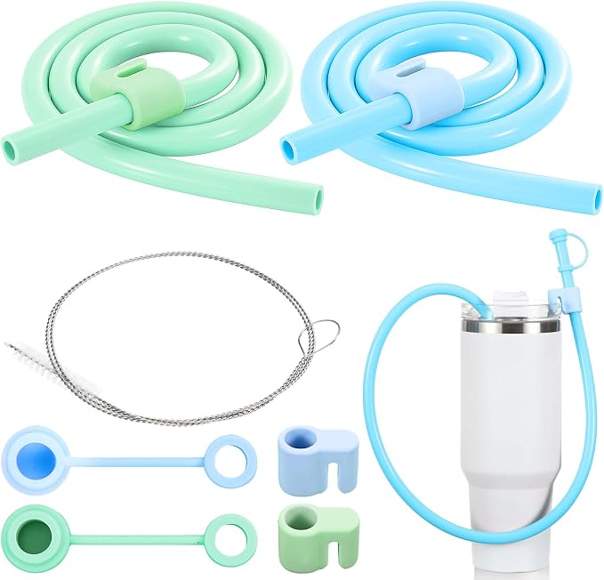 Baderke 2 Set Extra Long 35" Reusable Silicone Straws Compatible by Baderke