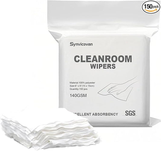 Cleanroom Wipers 6"x6" Double Knit 100% Lint Free Cloths by Synvicovan
