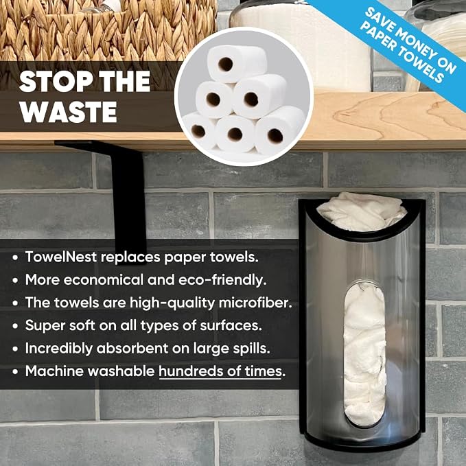 TowelNest Microfiber Cloth Dispenser | 15 Reusable Cloths | Eco-Friendly Paper - Image 3