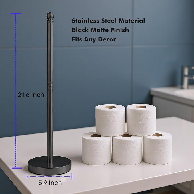 Toilet Paper Holder Stand Holding Up to 5 Paper Rolls, Free-Standing Spare - Image 3