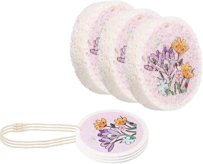 uxcell 6Pcs Cellulose Sponges, Round Kitchen Clean Sponges Non-Scratch by uxcell