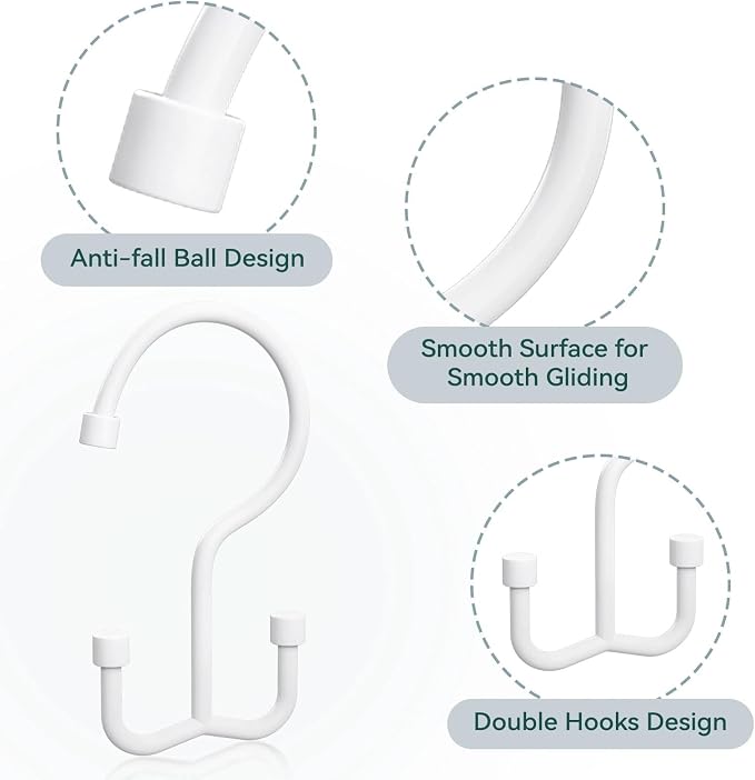 Goowin Shower Curtain Hooks, Shower Curtain Rings, Durable Shower Curtain - Image 4