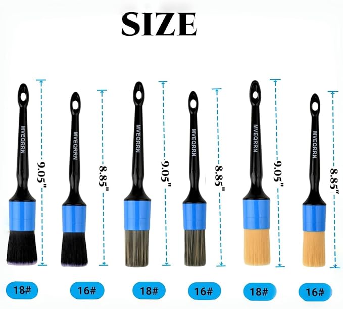 6pcs Car Detailing Brush Set-2pcs Boars Hair Car Detailing Brushes, Leather - Image 2