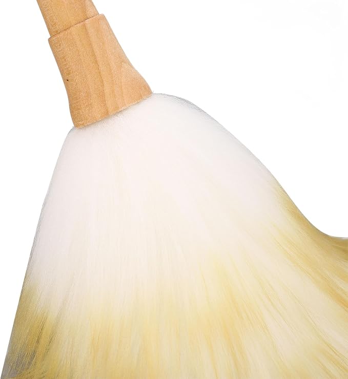 Lambswool Duster, Soft Lambswool Beechwood Multifunctional Cleaning Brush Duster - Image 5