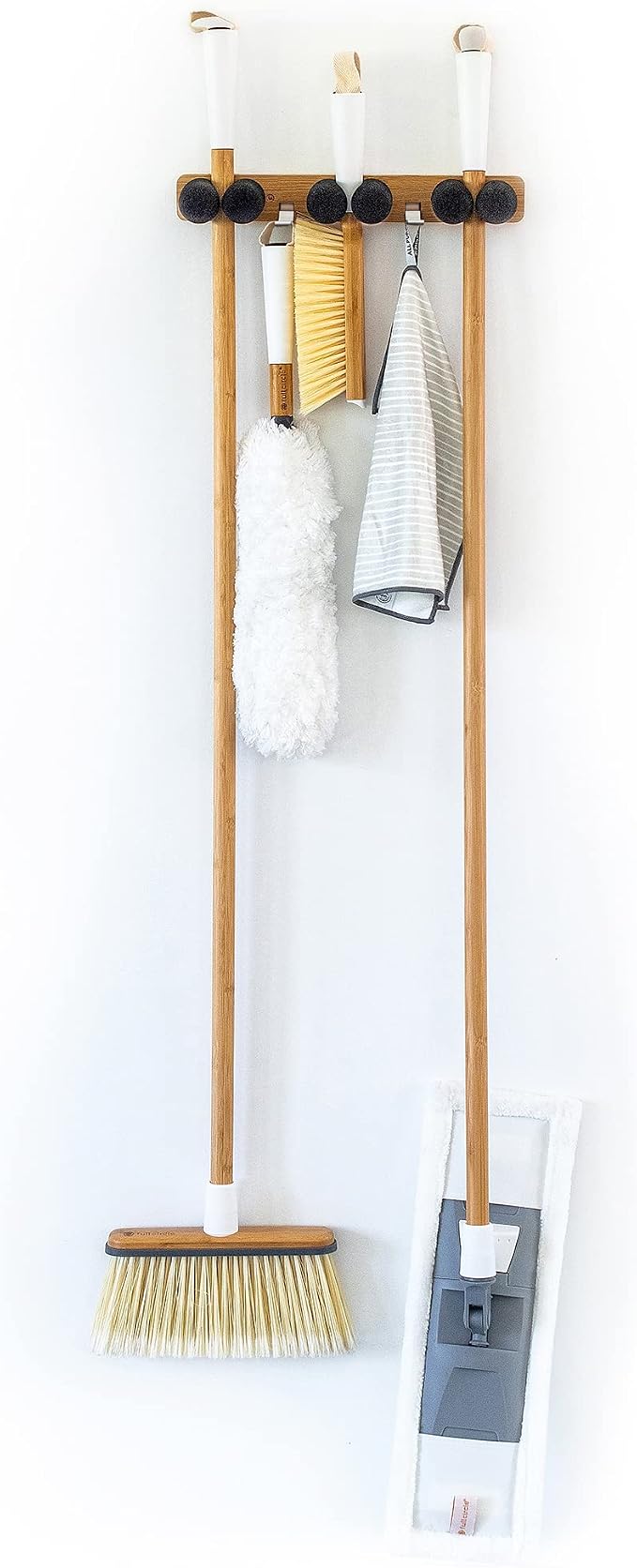 Full Circle Get A Grip, Wall-Mounted Mop and Broom Organizer, Lightweight Bamboo - Image 5
