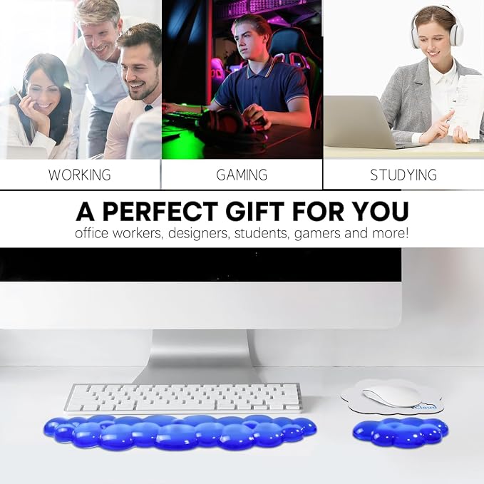 JIKIOU Clear Gel Wrist Rest for Keyboard and Mouse, Cool Silicone Mouse Wrist - Image 3