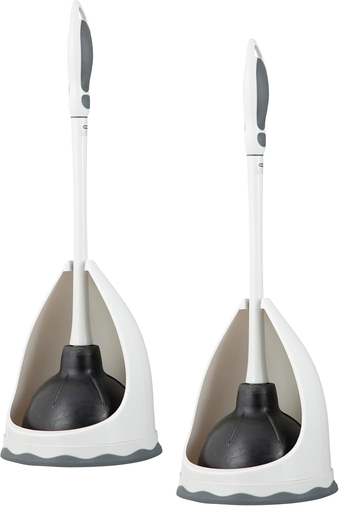 Superio Toilet & Sink Plunger and Holder Grey by Superio