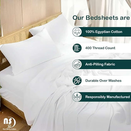 NON Sticky cotton Twin Size Sleeper Sofa Sheets, 4 Piece Egyptian Cotton Bed Sheet Set for Sofa Bed, 8" Deep Pocket for Pull Out Couch Mattress, 39" x 75", White Solid, Soft & Breathable