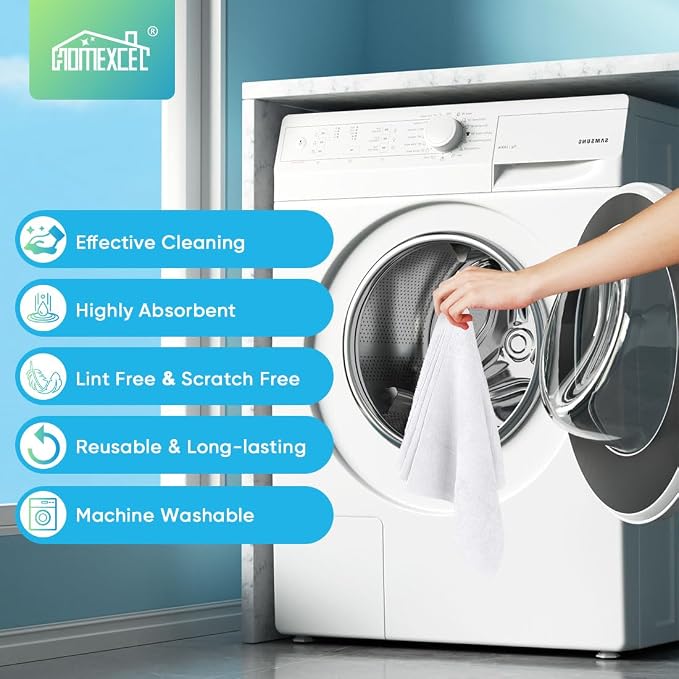 HOMEXCEL White Microfiber Cleaning Cloths, 10 Pack Microfiber Towels - Image 6