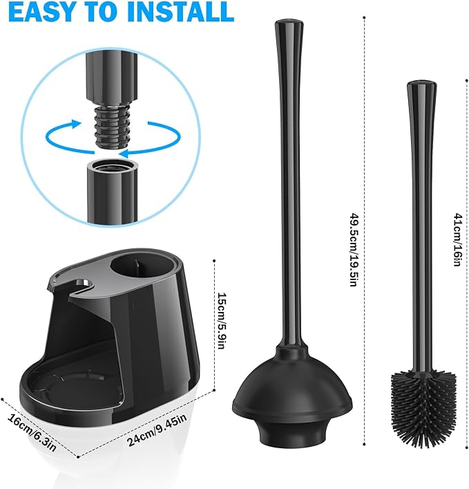 Toilet Plunger and Brush Set, Bowl Brush and Heavy Duty Toilet Plunger - Image 8