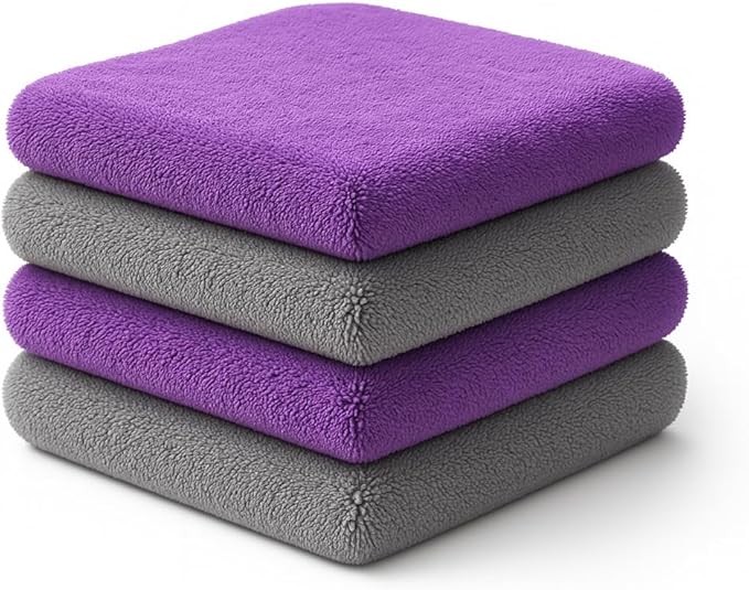 Paks - Edgeless Microfiber Towels 4-Pack - Car Detailing Wash Cloths by PaksDetailSupply