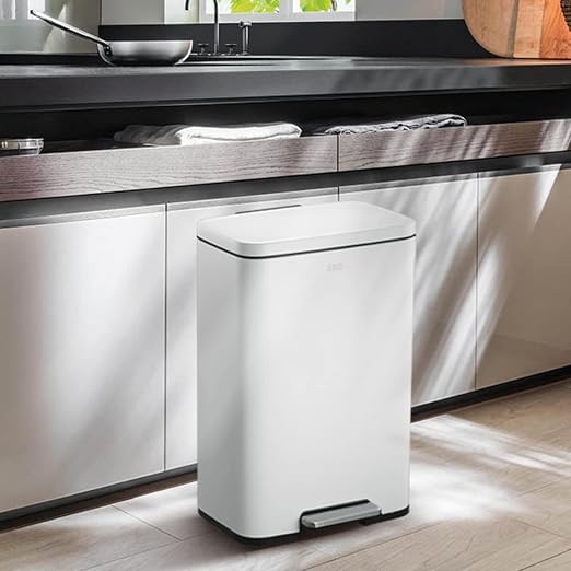 EKO Madison Matte White 50 Liter/13.2 Gallon Step Trash Can - Image 7