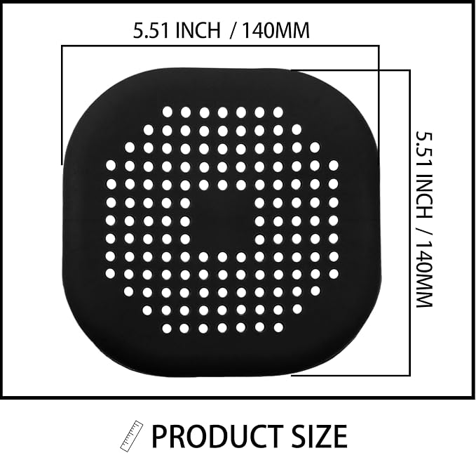 2 Pack 5.5 Inch / 140mm Drain Hair Catcher, Silicone Sink Drain Strainer Square - Image 5