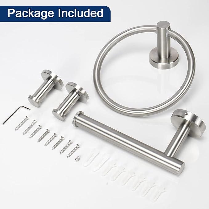 NearMoon 4 Pieces Bath Hardware Set, Include Hand Towel Ring, Toilet Paper - Image 8