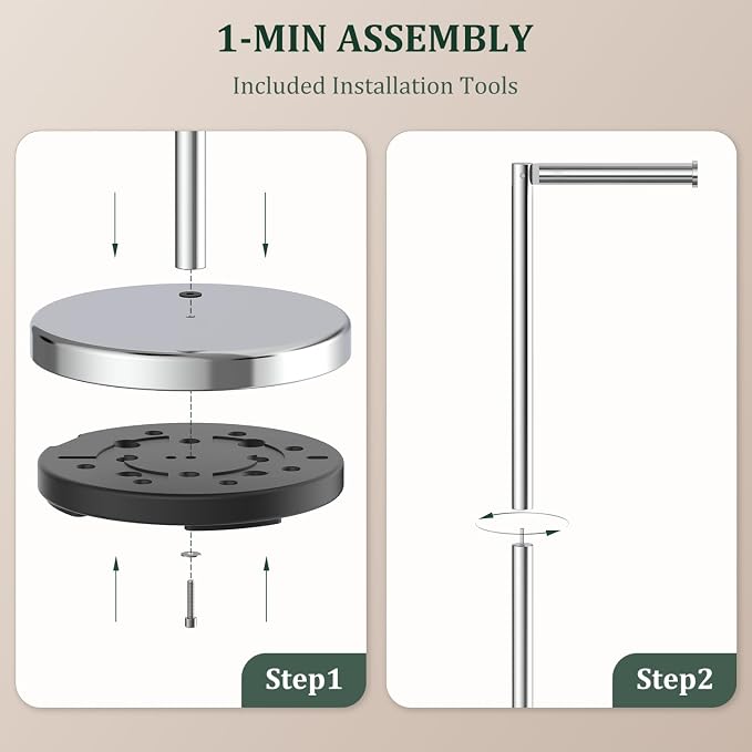 Chrome Toilet Paper Holder Stand, Freestanding Tissue Roll Holder - Image 8
