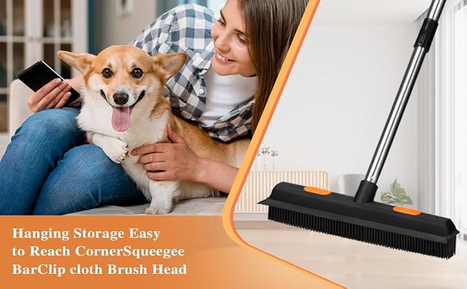 Pet Rubber Broom with 49inch Long Handle, Portable Detailing Lint Remover - Image 6