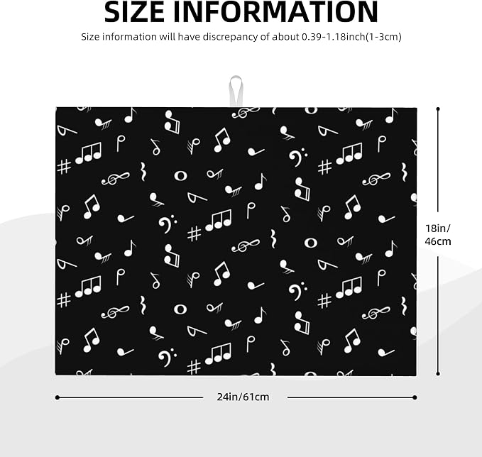 Musicial Kitchen Drying Mat Music Notes Microfiber Dish Drainer Mat - Image 4