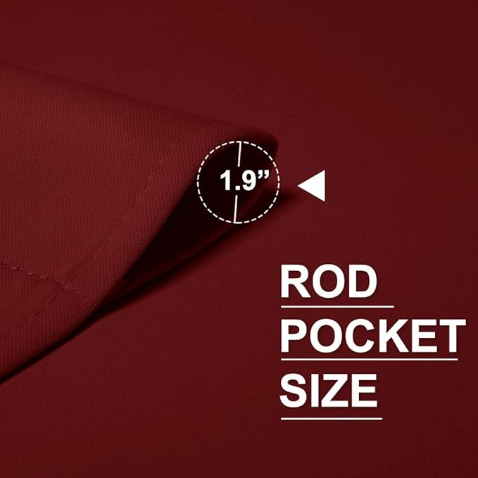 RYB HOME Curtains for Bedroom 72 inches Long, W 34 x L 72, Burgundy Red - Image 3