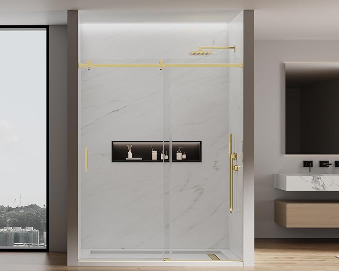 56-60" W x 74" H Frameless Sliding Shower Door, 5/16" Clear Tempered Glass - Image 8