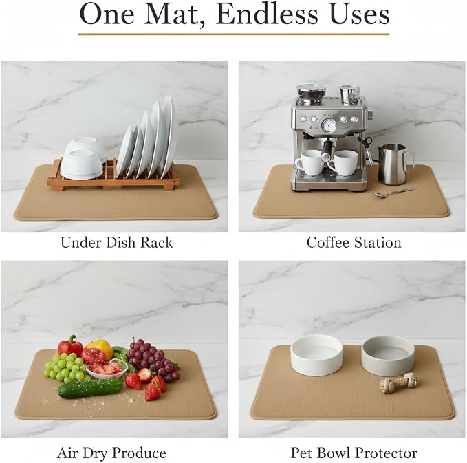 Dish Drying Mat Super Absorbent – 16" x 18" Coffee Mat - Image 7