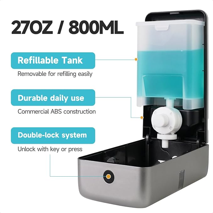 AIKE Wall Mount Liquid Soap Dispenser, 27oz Large Capacity - Image 3